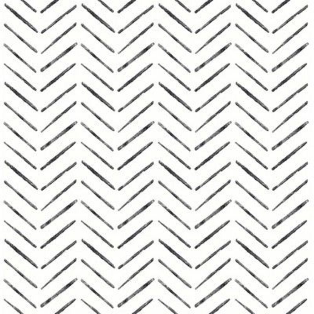 NuWallpaper -  Black Chevron 216"x20.5" Peel and Stic Black